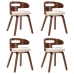 Sillas de comedor 4 uds madera curvada y cuero sintético crema