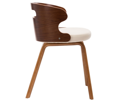 Sillas de comedor 4 uds madera curvada y cuero sintético crema