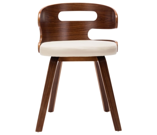 Sillas de comedor 6 uds madera curvada y cuero sintético crema