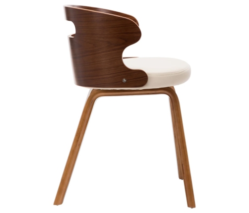 Sillas de comedor 6 uds madera curvada y cuero sintético crema