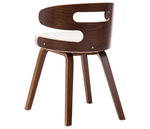 Sillas de comedor 6 uds madera curvada y cuero sintético crema