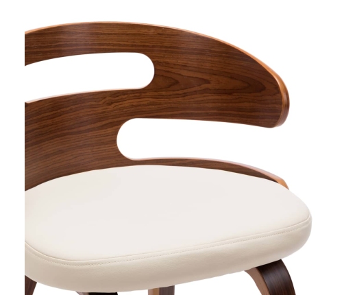 Sillas de comedor 6 uds madera curvada y cuero sintético crema