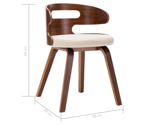Sillas de comedor 6 uds madera curvada y cuero sintético crema