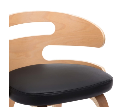 Sillas de comedor 4 uds madera curvada cuero sintético negro