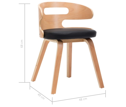 Sillas de comedor 4 uds madera curvada cuero sintético negro