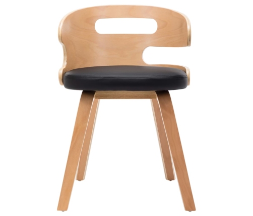 Sillas de comedor 6 unidades madera y cuero sintético negro