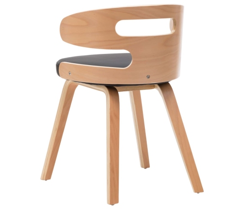 Sillas de comedor 6 unidades madera y cuero sintético negro