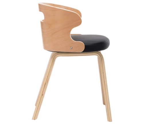 Sillas de comedor 6 unidades madera y cuero sintético negro