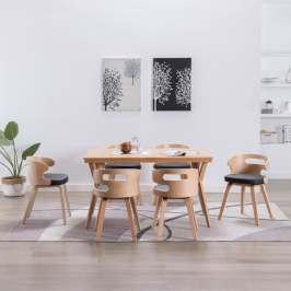 Sillas de comedor 6 unidades madera y cuero sintético negro
