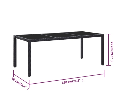 Juego de comedor de jardín 9 piezas ratán sintético negro