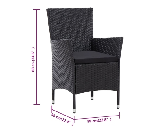 Juego de comedor de jardín 9 piezas ratán sintético negro