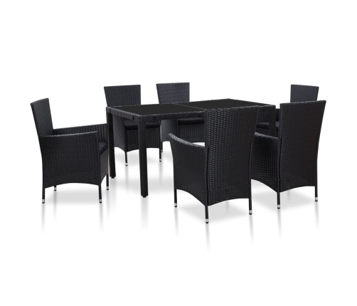 Juego de comedor de jardín 7 piezas ratán sintético negro