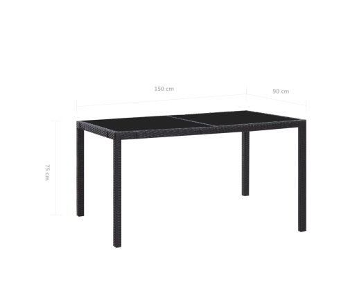 Juego de comedor de jardín 7 piezas ratán sintético negro