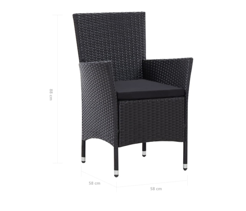Juego de comedor de jardín 7 piezas ratán sintético negro
