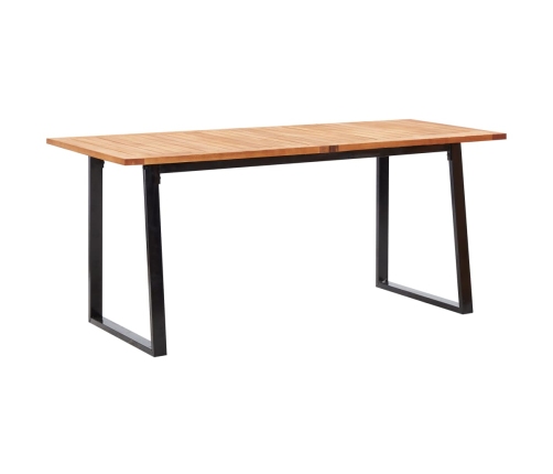 Set comedor jardín 7 pzas ratán sintético y madera acacia gris