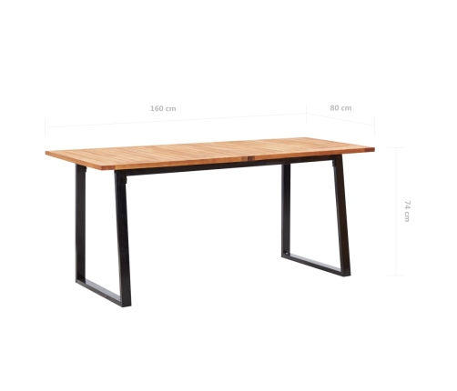 Set comedor jardín 7 pzas ratán sintético y madera acacia gris