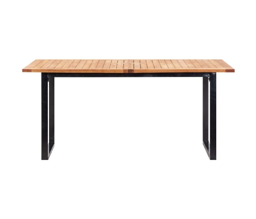 Set comedor jardín 7 pzas ratán sintético y madera acacia gris