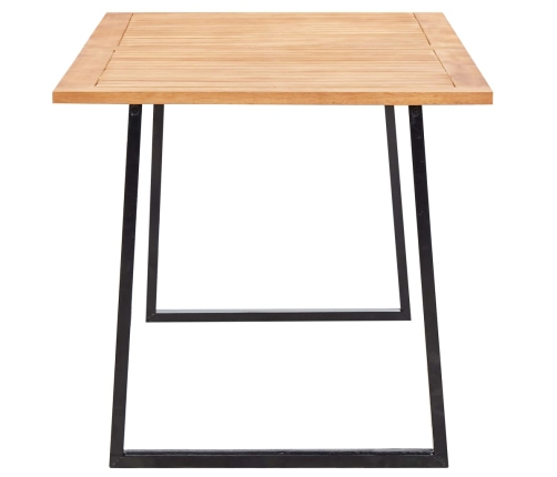 Set comedor jardín 7 pzas ratán sintético y madera acacia gris