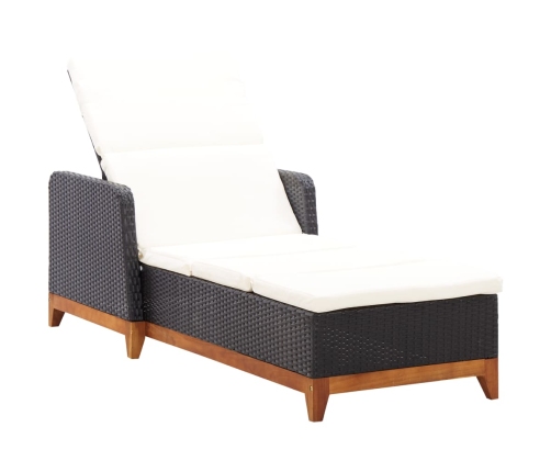 vidaXL Tumbona de ratán sintético y madera maciza de acacia negro