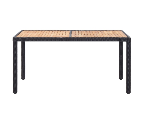 Set comedor de jardín 7 piezas y cojines ratán sintético negro