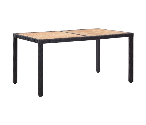 Set comedor de jardín 7 piezas y cojines ratán sintético negro