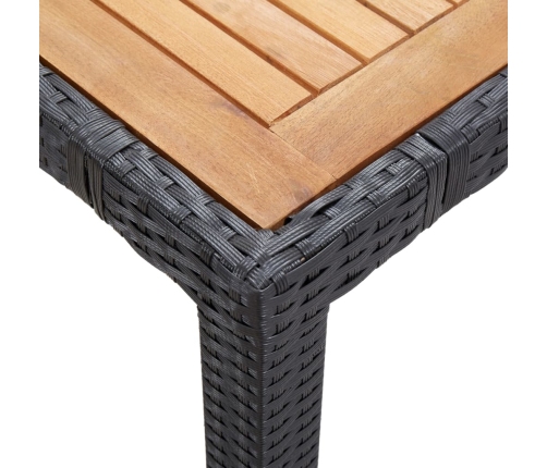 Set comedor de jardín 7 piezas y cojines ratán sintético negro