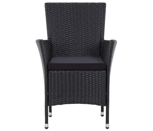 Set comedor de jardín 7 piezas y cojines ratán sintético negro