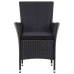 Set comedor de jardín 7 piezas y cojines ratán sintético negro