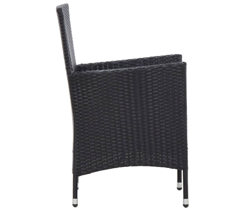 Set comedor de jardín 7 piezas y cojines ratán sintético negro
