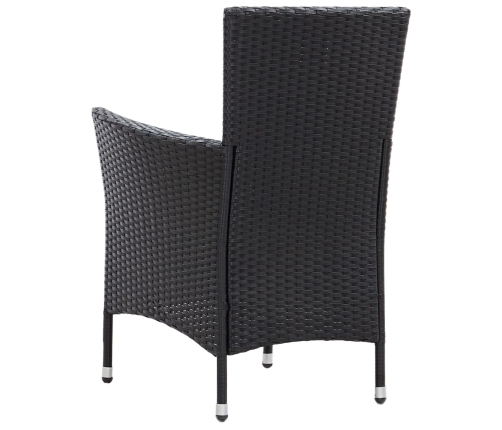 Set comedor de jardín 7 piezas y cojines ratán sintético negro