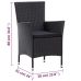 Set comedor de jardín 7 piezas y cojines ratán sintético negro