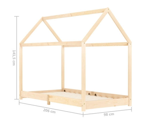 Estructura de cama infantil de madera maciza de pino 90x200 cm