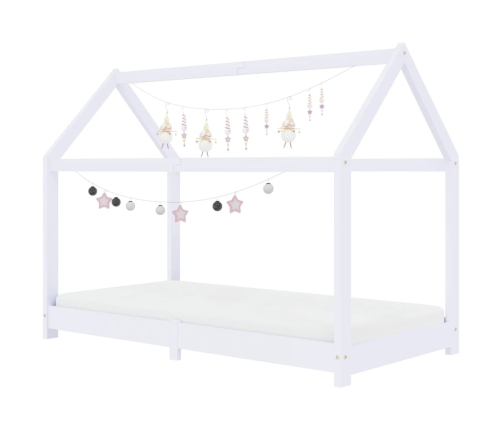 Estructura de cama infantil madera maciza pino blanco 70x140 cm