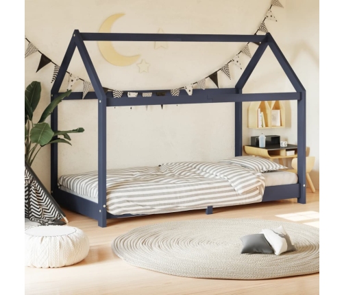 Estructura de cama infantil madera maciza pino gris 70x140 cm