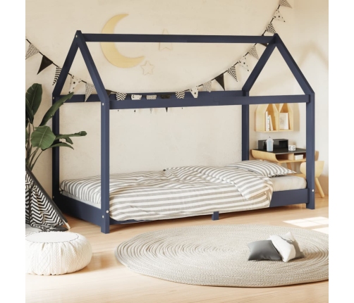 Estructura de cama infantil madera maciza pino gris 80x160 cm