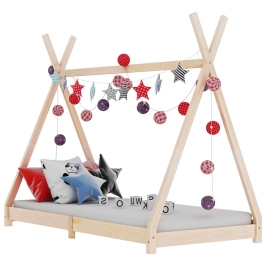 Estructura de cama infantil de madera maciza de pino 70x140 cm