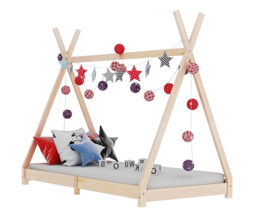 Estructura de cama infantil de madera maciza de pino 70x140 cm