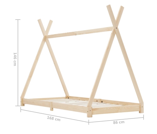 Estructura de cama infantil de madera maciza de pino 80x160 cm