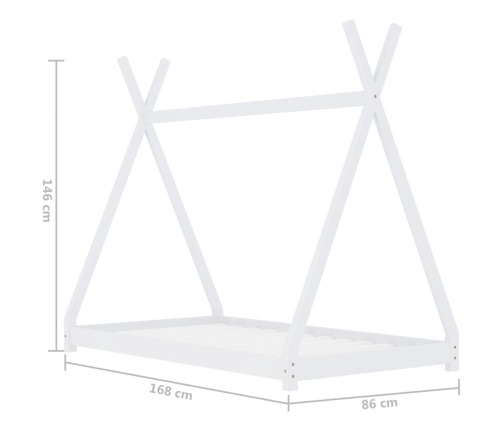 Estructura de cama infantil madera maciza pino blanco 80x160 cm