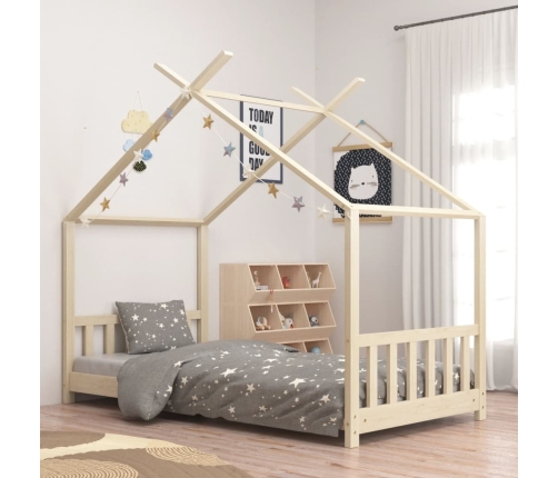 Estructura de cama infantil de madera maciza de pino 70x140 cm