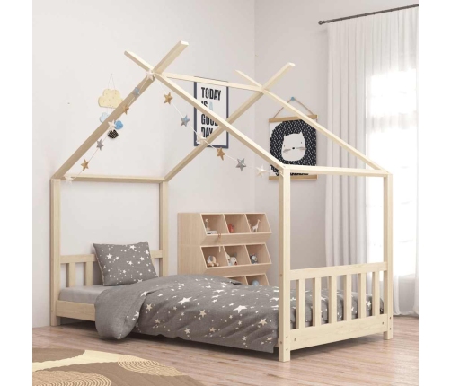 Estructura de cama infantil de madera maciza de pino 80x160 cm