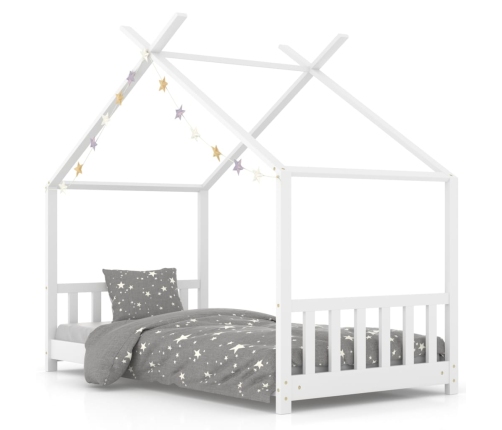 Estructura de cama infantil madera maciza pino blanco 70x140 cm