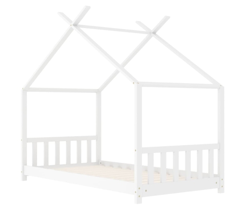 Estructura de cama infantil madera maciza pino blanco 70x140 cm