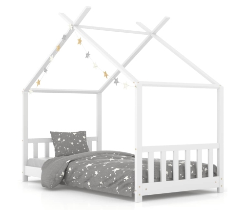 Estructura de cama infantil madera maciza pino blanco 80x160 cm