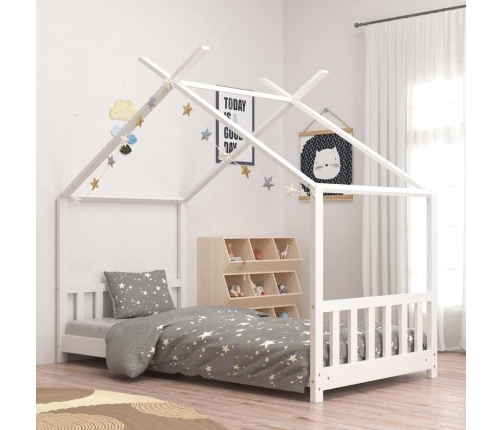 Estructura de cama infantil madera maciza pino blanco 80x160 cm