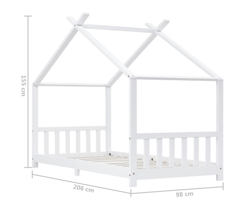 Estructura de cama infantil madera maciza pino blanco 90x200 cm