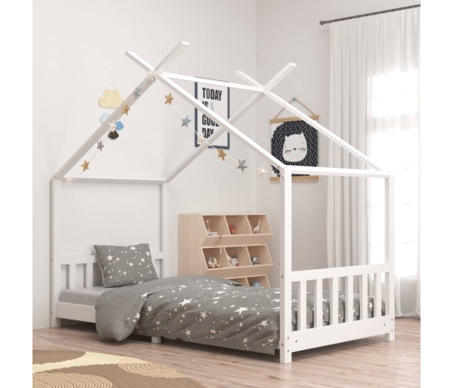 Estructura de cama infantil madera maciza pino blanco 90x200 cm