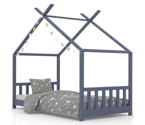 Estructura de cama infantil madera maciza pino gris 70x140 cm