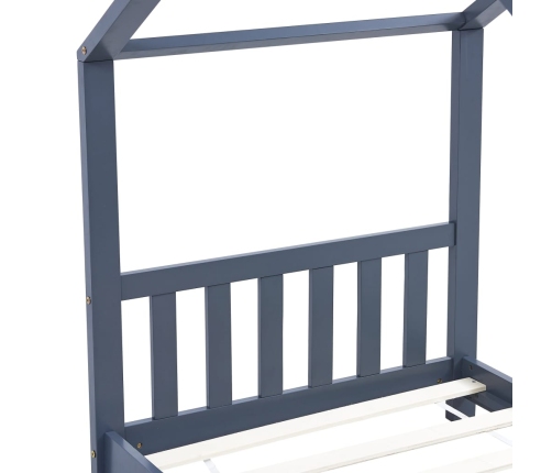 Estructura de cama infantil madera maciza pino gris 70x140 cm