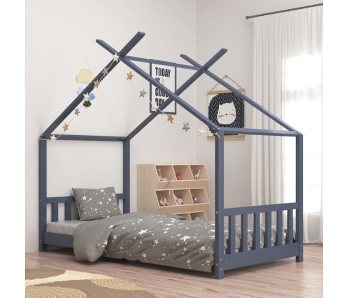 Estructura de cama infantil madera maciza pino gris 70x140 cm